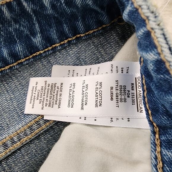NWT Good American Bombshell Distressed Denim Shorts High Waisted 00 - Picture 10 of 11